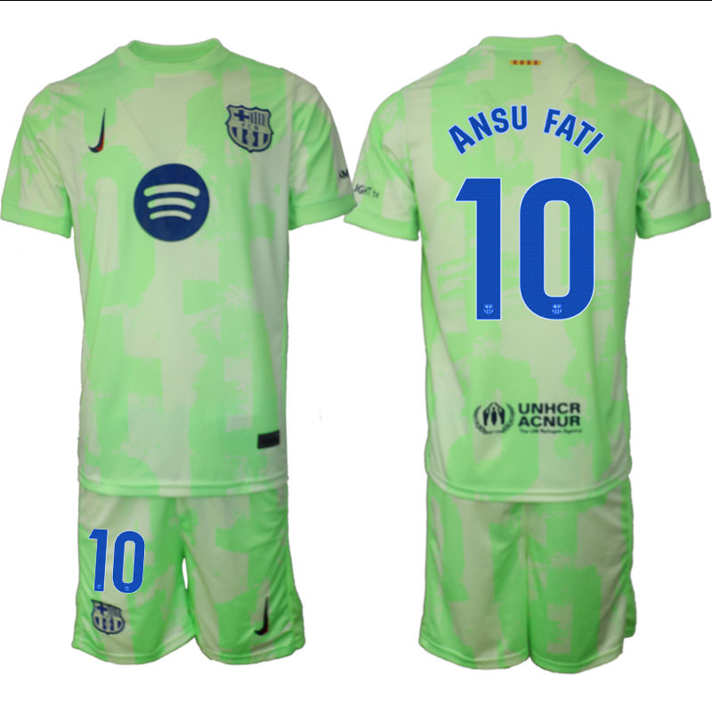 Men 2024-2025 Club Barcelona away Green #10 Soccer Jersey1->barcelona jersey->Soccer Club Jersey